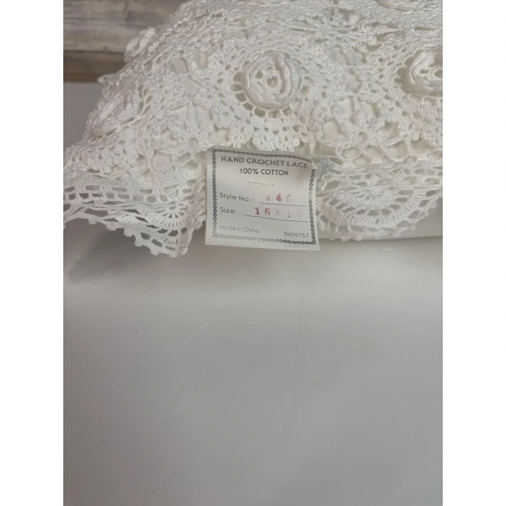 Keeco Vintage Cottagecore Crochet Lace Pillow Set Heart & Square Boho Chic 1995